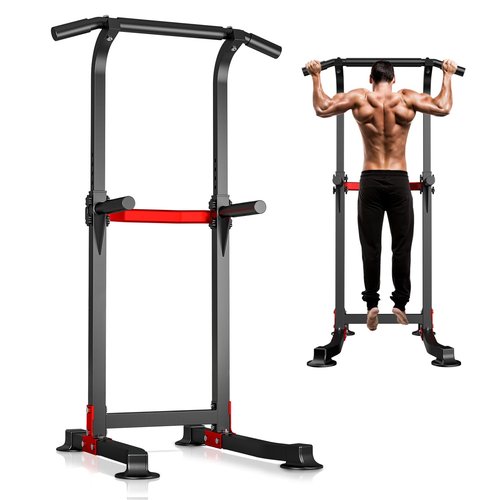 Wesfital Pull Up Bar Dip Bar Power Tower Workout Dip Station Height Adjustable Free Standing Chin Up Bar Home Gym Equipment 330LBS Weight Capacity