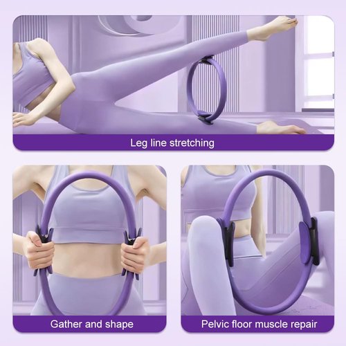 YAUNJI 12 Inch Pilates Ring Fitness Circle, 2025 New Pilates Ring Fitness Trainer for Women, Yoga Rings Home Exercise Equipment Inner Thigh Exerciser (Purple)