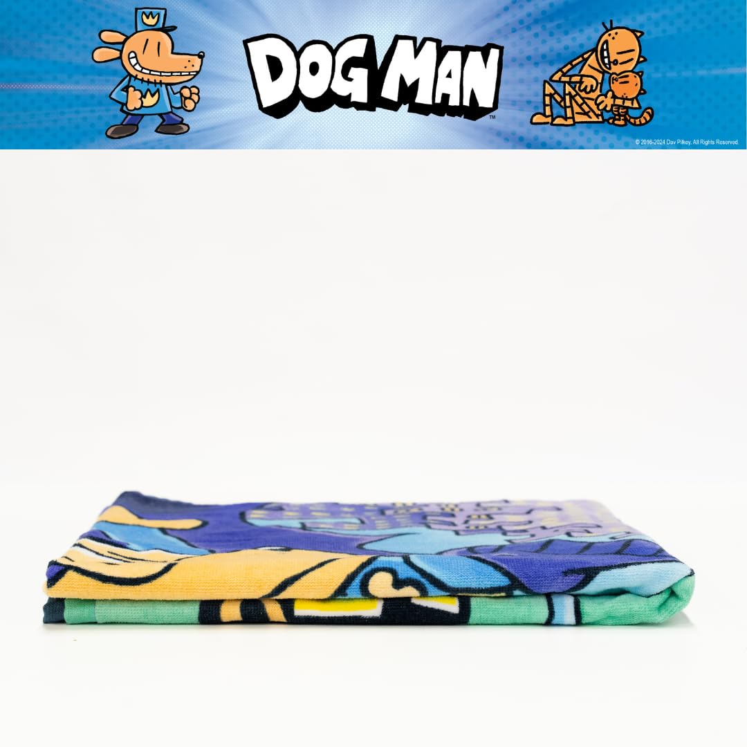 Dog Man Supa Cop & Petey Book Kids Super Soft Cotton Bath/Pool/Beach Towel, 58 in x 28 in, (Offically Licensed Product) By Franco