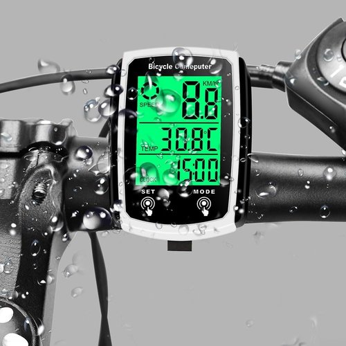 Bike Speedometer and Bicycle Odometer, Bicycle Wired Speedometer Odometer with LCD Display Clear Screen Cycling Computers for Bike(White)