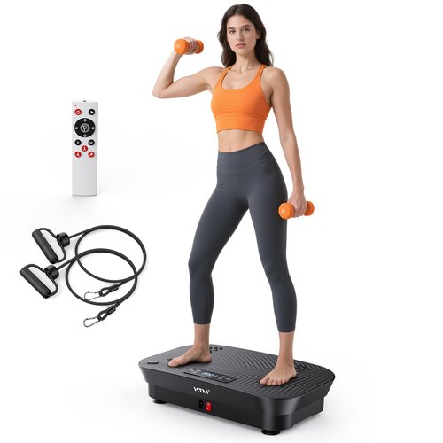 HTM Vibration Plate Exercise Machine - 180 Speed Levels, 350 lbs Weight Capacity, Remote Control, Portable Whole Body Workout Platform for Weight Loss, Lymphatic Drainage, Home Gym Fitness Equipment