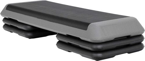 Saicool Adjustable Workout Aerobic Stepper, Exercise Step Platform Trainer with 4 Risers, Non Slip Surface for Home Gym Workout Training, Black