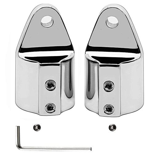Marine Pair 316SS Heavy Duty Bimini Top Cap External Eye End Boat Fittings with Two Screws Hardware Fits 7/8" or 1" OD Round Tube (1" (25MM) 2PC)