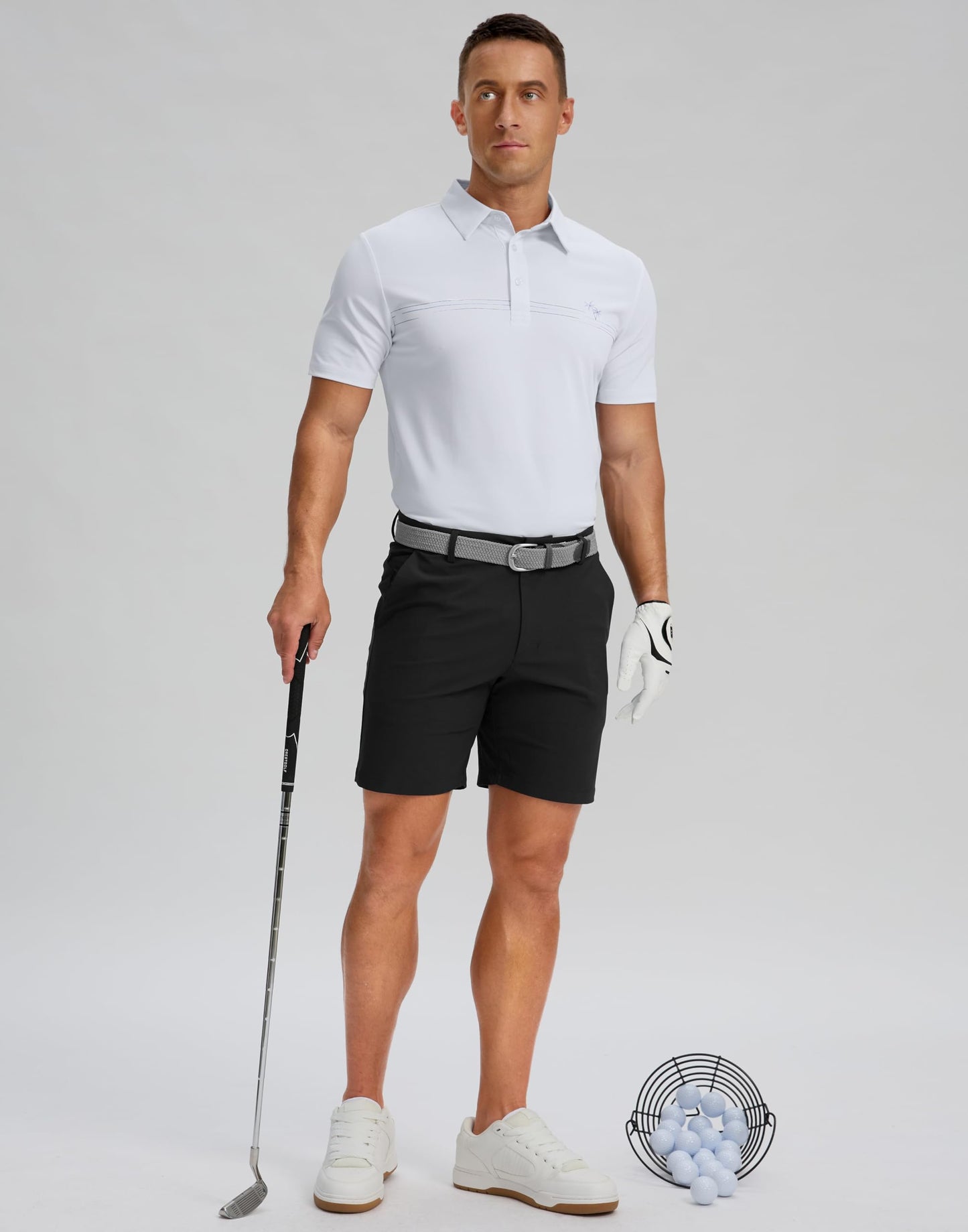 Men's Golf Shirts Dry Fit Moisture Wicking Performance Short Sleeve Collared Polo Shirts for Casual Tennis Bussiness (White Coco Tree, XXXL)