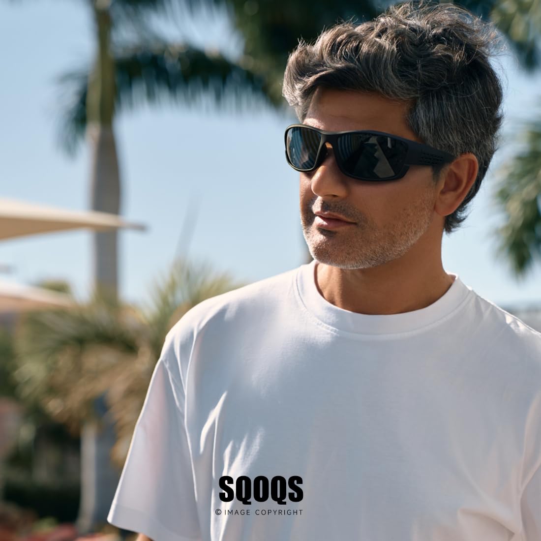 SQOQS Polarized Sports Sunglasses Men UV400 Protection Lightweight Wrap Around Goggles for Cycling Fishing Driving Running