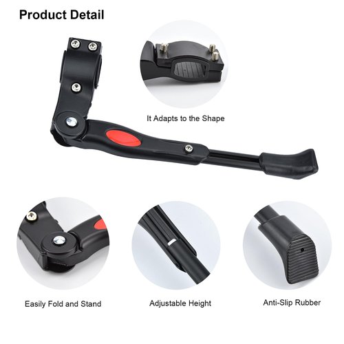 abolius Adjustable Bicycle Kickstand, Aluminum Bicycle Stand for Bike, Fit for 20"-27.5" Bike Kick Stand for Mountain Bike Road Bicycles Kickstand (Black)