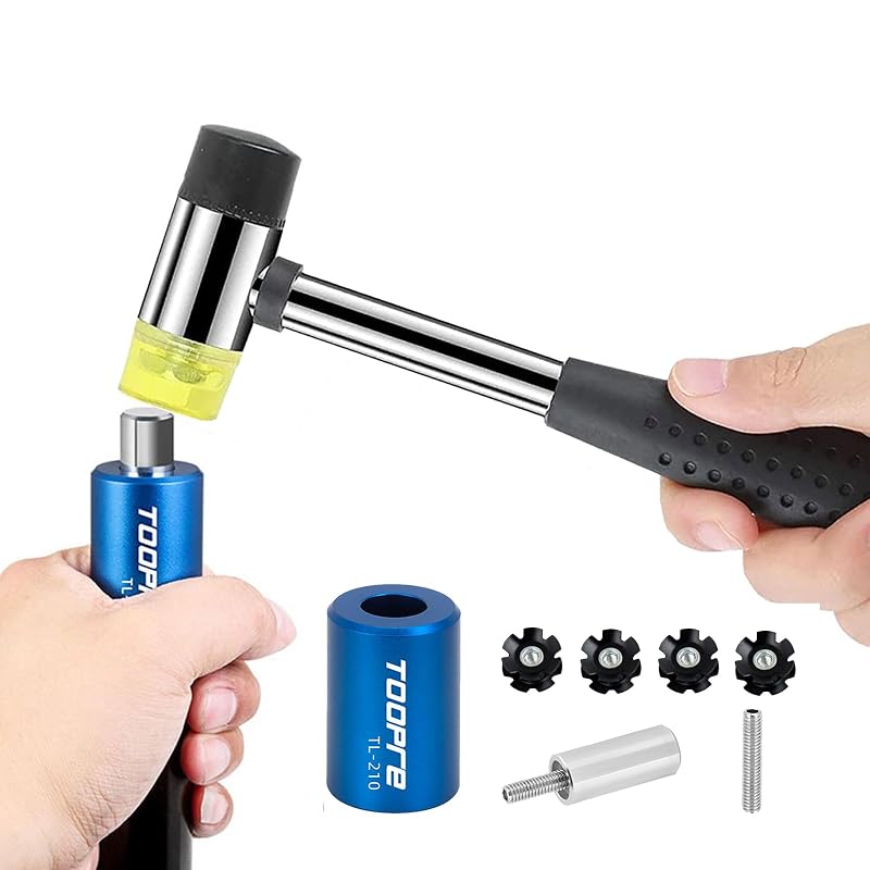 Mimoke Bike Fork Star Nut Setting Installer Tool Kit with 4 Star Nuts & Rubber Hammer