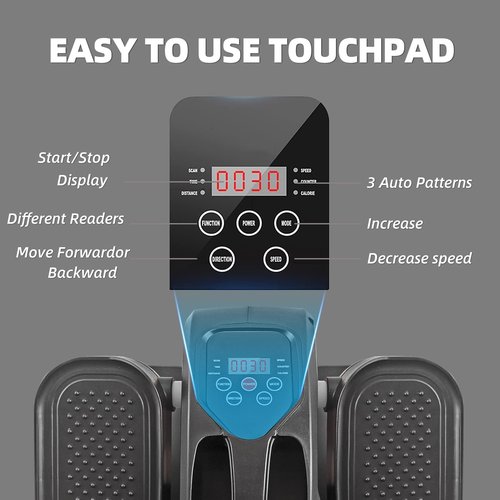 ESL Under Desk Elliptical - Portable Leg Exerciser for Seniors, Compact Seated Elliptical with Remote Control, LCD Display Electric Elliptical Trainers for Home, Silver