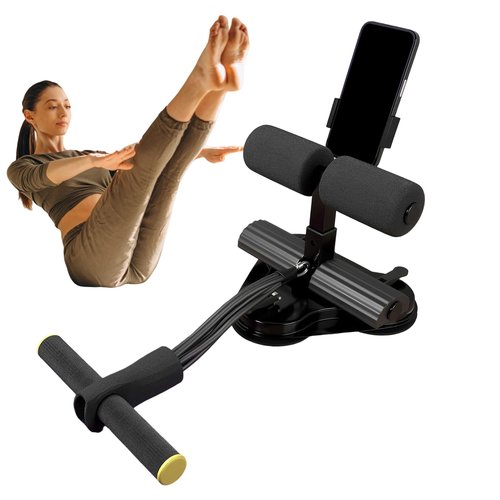 Sit Up Bars Floor, Push Ups Equipment with Strong Suction Cups, Multifunctional Portable Fitness Trainer, Compact Abs Assistant Device, Ideal for Men Women Indoor Outdoor Travel