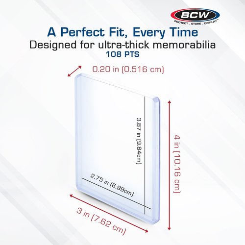 BCW 108 PT. Thick Card Topload Holder - Pack of 1 | Durable Rigid PVC Toploader | Toploaders for Memorabilia, Jersey, Patch, and Relic Cards