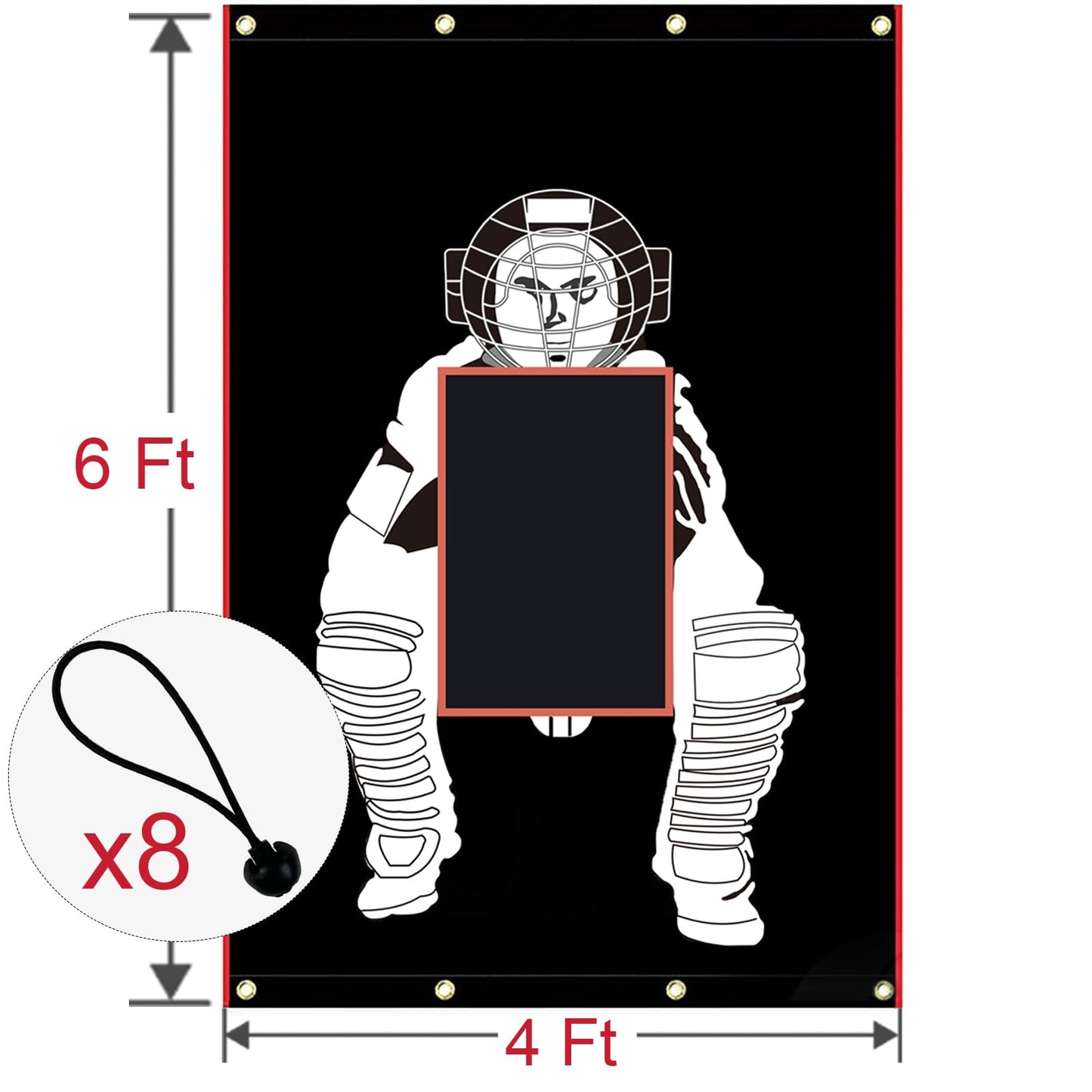 Supvision Batting Cage Backstop with Strike Zone Heavy Duty PVC Coated Oxford Fabric Vinyl Baseball Backstop with Catcher Softball Pitcher Training Equipment Aid (4 x 6 Ft-600D)
