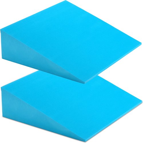 DEAYOU 2 Pack Yoga Foam Wedge, 13" EVA Foam Wedge Block for Exercise, Knee Pad, Wrist Back Support (Blue)