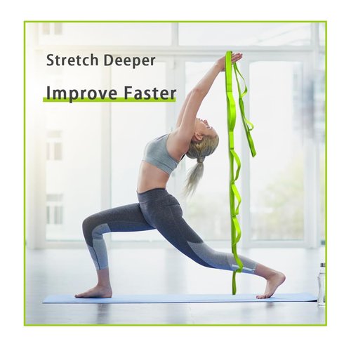 Yoga Strap Stretching Strap with Loops,10 Loops Non-Elastic Exercise Strap for Pilates, Dance Exercise Rehabilitation Training Multi-Loop Stretching Band-Orange