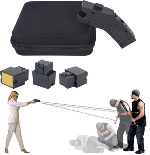 stun Gun 15ft Range with Flashlight Wrist Strap - Rechargeable Self-Defense Tool for Women, Men