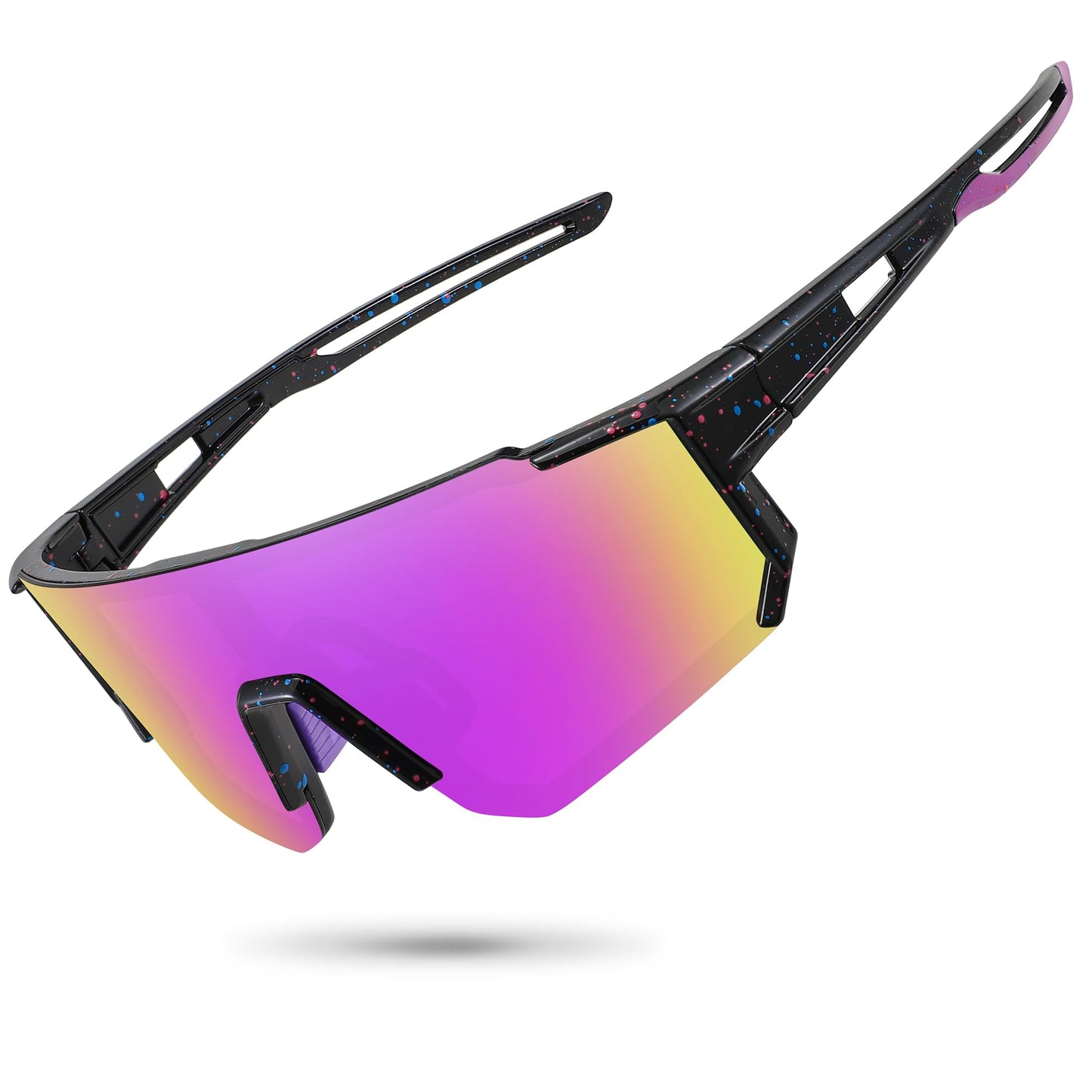 STORYCOAST Polarized Sports Sunglasses for Men Women,Driving Fishing Cycling Mountain Bike Sunglasses UV400 Protection,Black-Purple，73