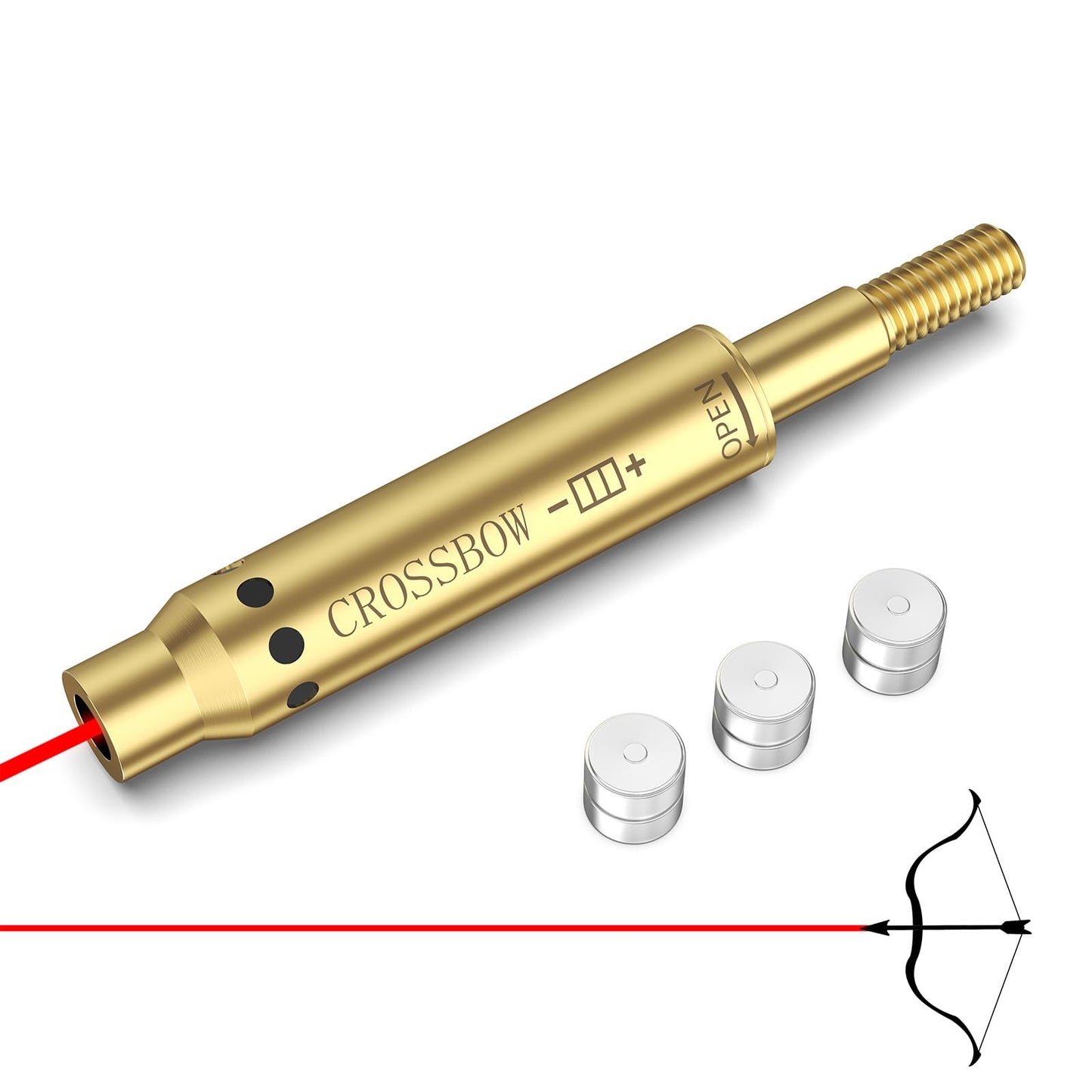 Tipfun Bore Sight with Red Laser Crossbow Archery Bow Arrow Red Dot Boresighter Tactical Arrow Thread-On Crossbow with Batteries