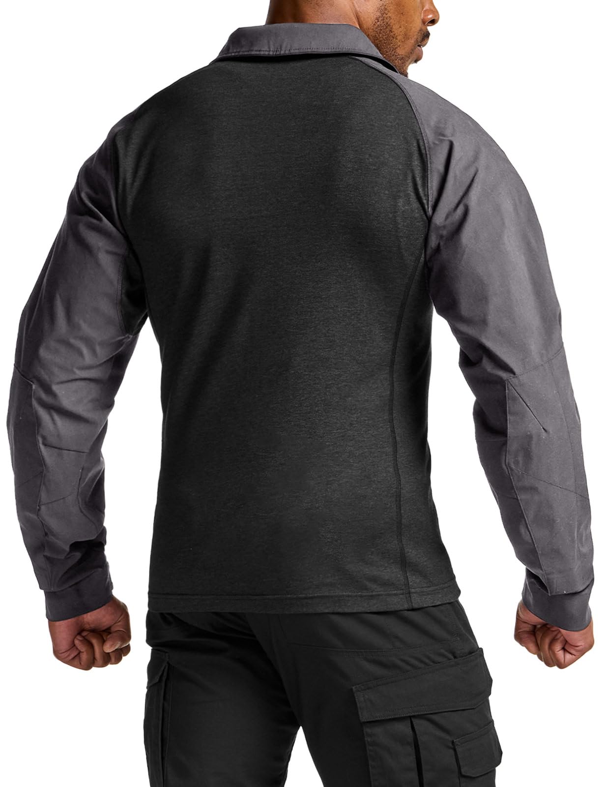 CQR Men's Tactical Combat Shirt, 1/4 Zip Long Sleeve Breathable Military BDU Training Top for Shooting, Hunting, Range Use, Tac Chill Charcoal, Medium