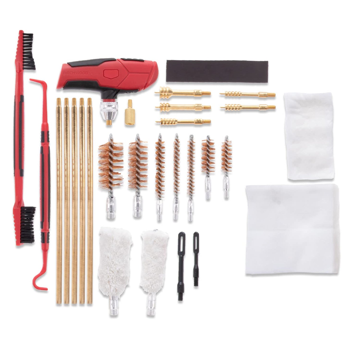 Birchwood Casey Universal Gun Cleaning Kit | Durable Versatile Gun Maintenance Cleaning Tools Set of 22 | Brushes, Mops, Jags, Patches, Rod, T-Handle, Magnetic Strip & Case Included