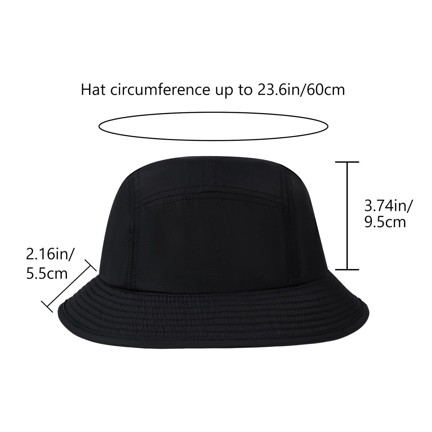 BASSDASH UPF50+ Fishing Bucket Hat for Men Women Lightweight Water Resistant Packable Outdoor Summer Sun Hats FH13 Black