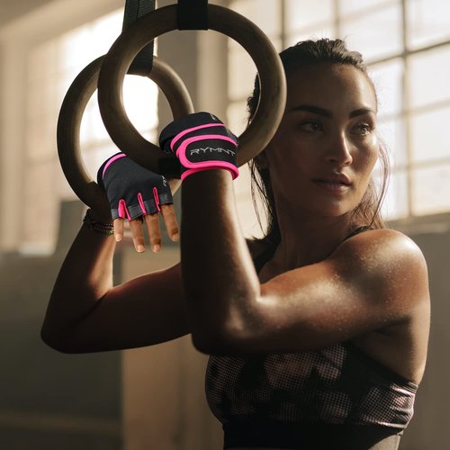 RYMNT Workout Gloves with Weight Lifting Wrist Wrap,Vented Cushioned Palm & Extra Grip for Men Women Gym,Weightlifting,Fitness Training,Fitness,Exercise,WODs,Pullups.Pink-Medium