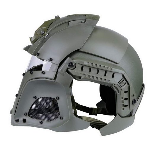 Simways Cosplay Airsoft Full Face Head Helmet Tactical Sorta-Kinda Mandalorian/Galac-Tac Airsoft Helmet with Exchangable Lens(Green)