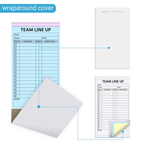 suituts 90 Sets Baseball/Softball Lineup Cards, 4 Part Carbonless, 16 Player Roster Line up Sheets for Coaches, Team, Sports (3 Pads, 4.5 x 8 Inch