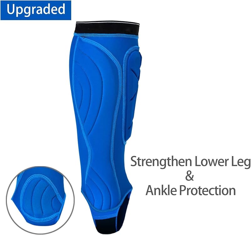 Norespnea Soccer Shin Guards with Calf & Ankle Pads - Blue, Small