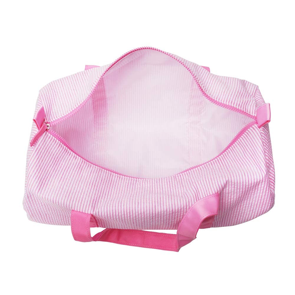 Kids Travel Overnight Bag Seersucker Carry On Lightweight Weekender Duffel Bag for Boys and Girls (Pink) X-large