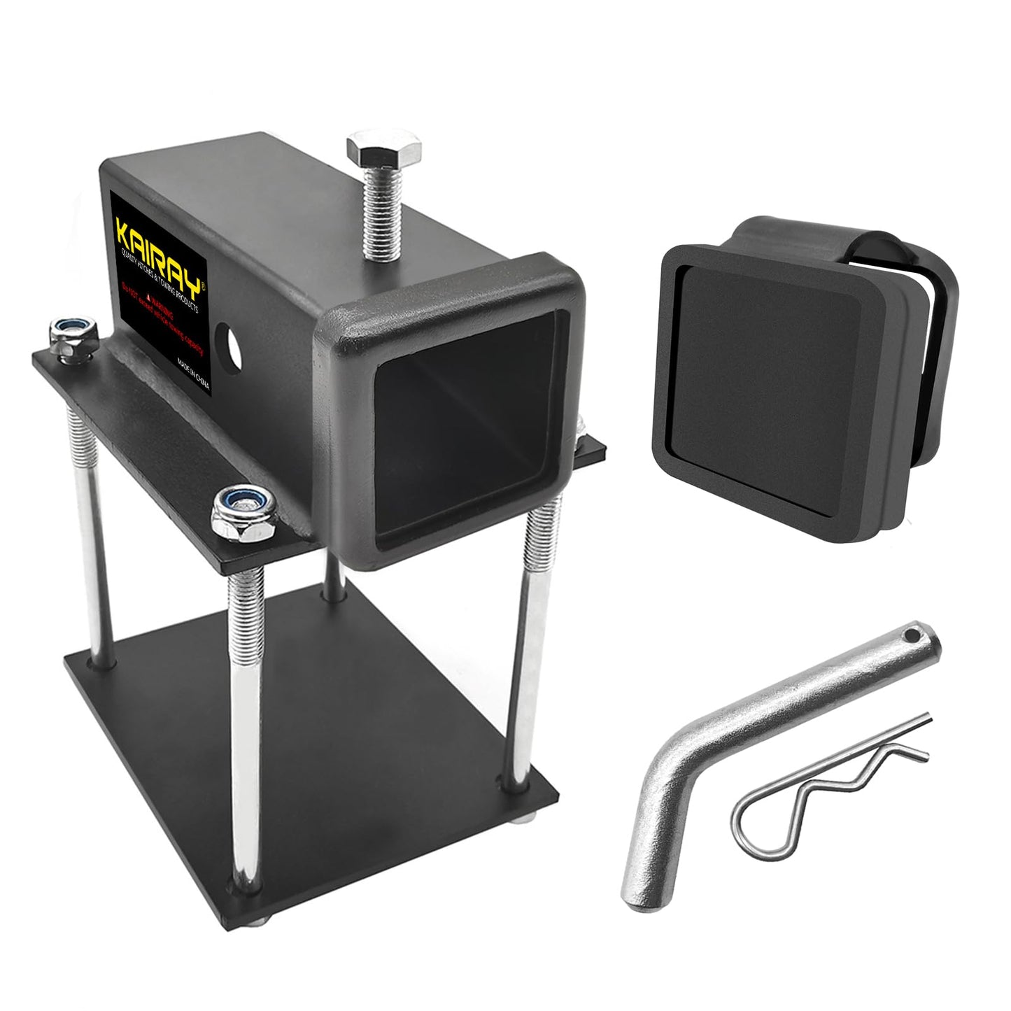 KAIRAY Bolt-on RV Bumper Hitch Receiver Adapter for 4-4.5'' Beams，2'' Receiver Opening, Trailer Rear Bumper for Camper Bike Racks Cargo Carriers