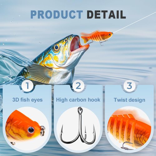 Robotic Fishing Lure, 2025 New Swimming Bait for Freshwater & Saltwater, 3D Swimming Bait Fishings Gear for Beginners, Amateurs and Professionals (All)