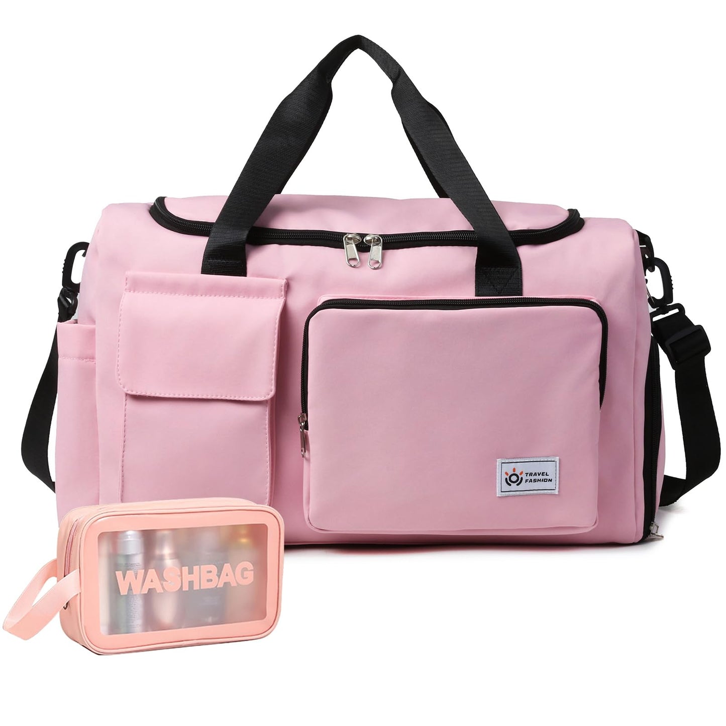 Small Gym Bag for Women, Waterproof Travel Duffle Bag Carry On Weekender Bag with Shoe Compartment & Wet Pocket, Gym Tote Bag for Travel, Workout, Sport