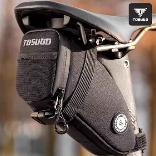 1.2L Aero Horn Bike Seat Bag Waterproof, PU Fabric & Taped Zipper, Bike Bag Reflective Logo & Taillight Mount, Tool-Free Straps, Bike Saddle Bag