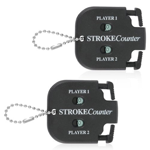 PEUTIER 2pcs Golf Stroke Counter, Mini Golf Ball Shot Clicker Counter Black Golf Score Keeper Swing Scoreboard Accessories with Dial Reset Tool Key Chain for Different Kinds of Competitions and Games