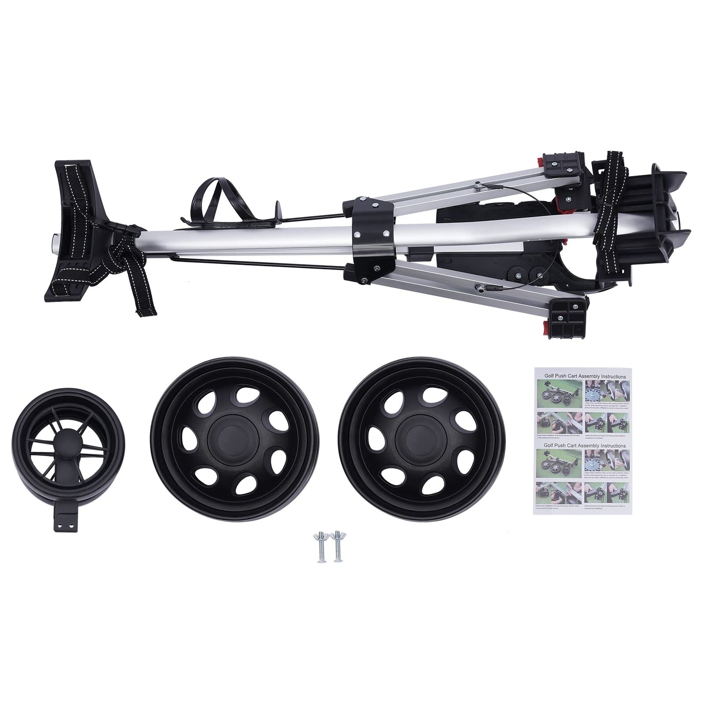IOUSSJC Golf Push Carp, Golf Push Cart 3 Wheel, Folding Golf Cart for Most Teenagers and Adults As Well As Golf Courses, Gyms, Schools, Adjustable Straps