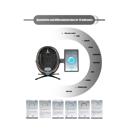 Skin Analyzer Machine Professional HNZXIB 13.3", 38MP AI Facial Skin Scanner with 8 Spectral Modes, Moisture & Pore Detector for Beauty Salon & Home, Multi-Language Support