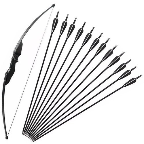 Archery 51" Takedown Recurve Bow, 12PCS 28" Carbon Arrows, Draw Weight 30/40lbs Hunting Black Long, Hunting for Youth & Beginner, Right Left Hand (Recurve Bow & 12PCS 28" Carbon Arrows, 30LBS)