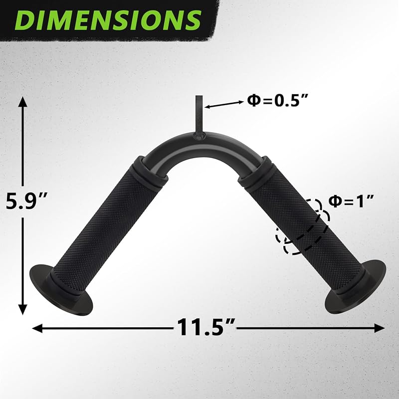 Tricep Push-Down V Bar Attachment – 5.9 x 11.5 in, Non-Slip Rubber Grip, Steel, Black (Variation: Black V Bar)