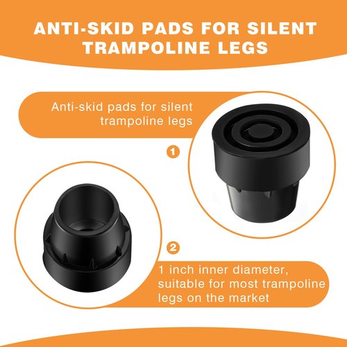 Innconee 8 Pieces Replacement Mini Trampoline Leg Caps, Black Rubber Caps Tips Fits 1" ID Chair Legs, Trampoline Parts Replacement