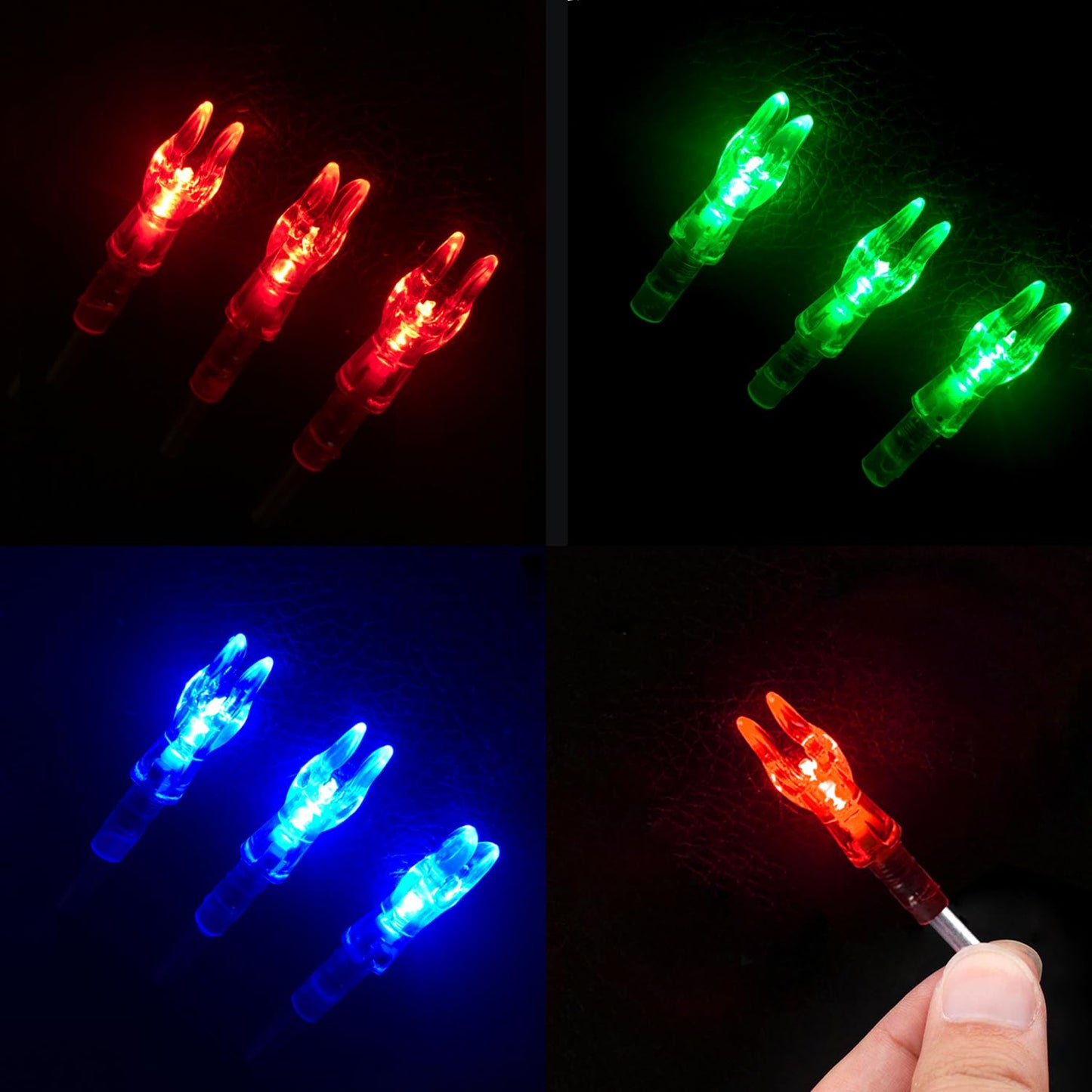 DZHONGD Lighted Nocks for Arrows with .166/G, .204/X, .233/H, .244/S and .246/GT, Bowstring Activation,Archery Lighted nocks (6 Pack)