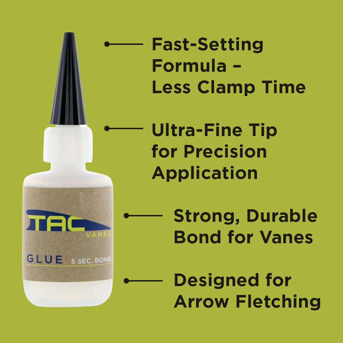 TAC Vanes TAC Glue - 1/2 fl oz | Archery Fletching Adhesive | Fast-Bonding, Precision Application, Durable Hold for Vanes