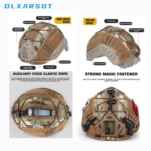Tactical Airsoft Paintball Fast Helmet with Helmet Cover, PJ Type Multifunctional Protective with NVG Mount