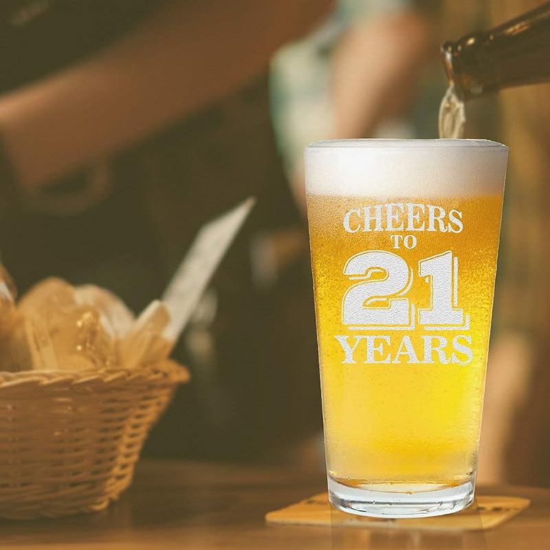 Veracco 21st Birthday Pint Glass – Cheers to 21 Years, Clear Glass
