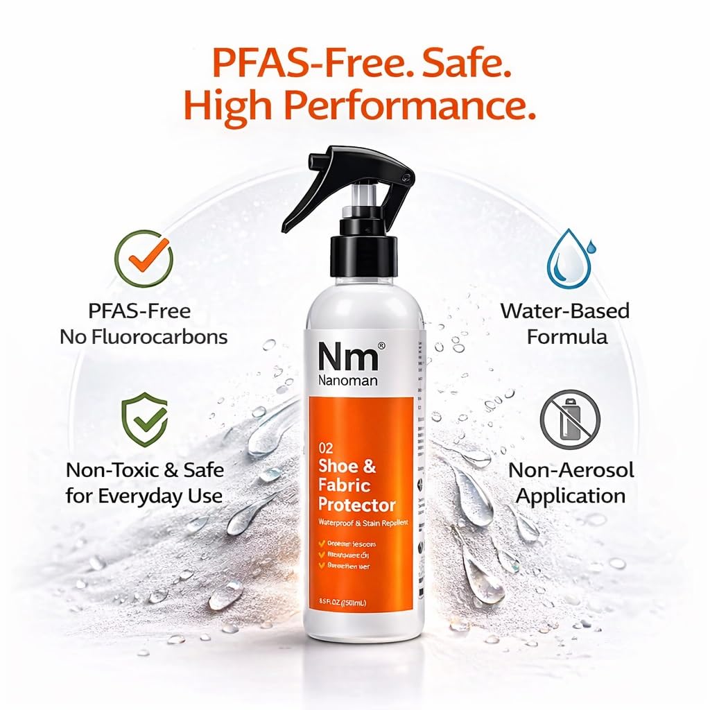 Nanoman Shoe & Fabric Protector Spray 250mL – Waterproof & Stain Repellent for Sneakers, Suede, Leather & Clothing | PFAS-Free