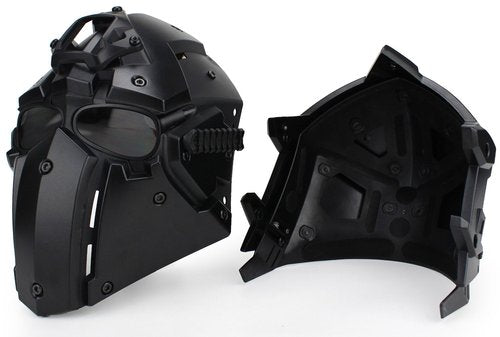 Hunting Explorer Robot Full Head Helmet for Tactical Necessary Or Riding(Steel Mesh/Blue/Black Goggles)