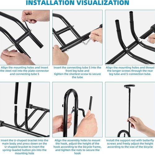 Andeshunk Bicycle Floor Stand, 3 in 1 Display Stand Rack and Repair Stand for Mountain Bikes, Road Bicycles for 29 Inch Wheels, Black