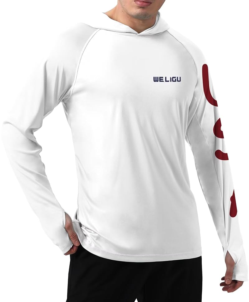Men's American Flag Fishing Shirt Hooded UPF 50+ Sun Protection - X-Large (B-f-white-flag+X-Large)