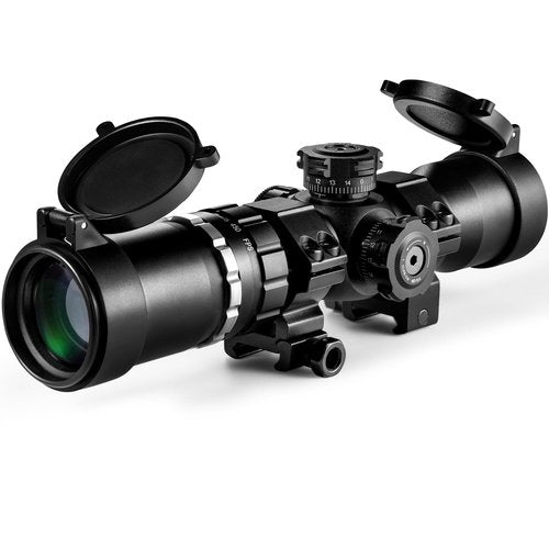 Crossbow Scope 1.5-5x32, with Locking Ring, 250-450 FPS Speed Adjustment, Speedlock Scope, 20-100 Yards, Etched Glass Reticle, Red Green Illuminated Optic Crossbow Scope for Hunting