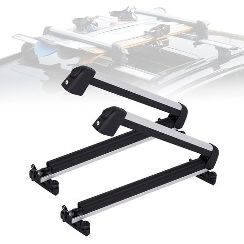 Ski and Snowboard Roof Racks, Ski Roof Racks with Anti-Theft Lock Racks Carrier for Snowboard Universal Ski Top Holder Fits for Square/Round/Aero/Oval Cross Bars, Sliver
