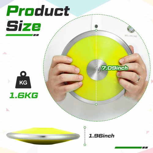 Wettarn 1.6 kg Sports Training Discus Man Women Discus Track and Field Discuses Track and Field Equipment (Yellow)