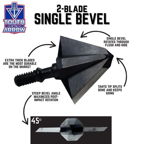 Tooth Of The Arrow Single Bevel Broadheads for Bow Arrows - Pack of 3 (100 Grain)
